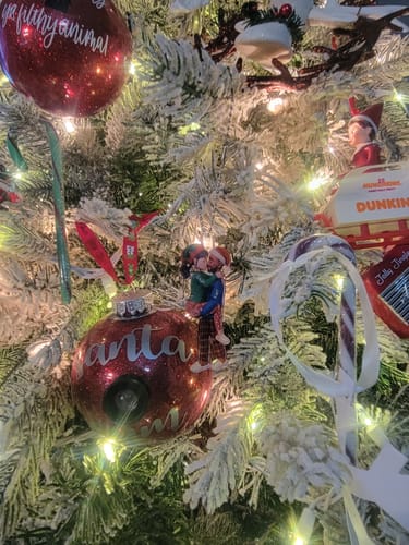 Customer photo review of Personalized Pajama Couple Acrylic Ornament With Name & Design on Matching Sweater Best Christmas Surprise For Couple