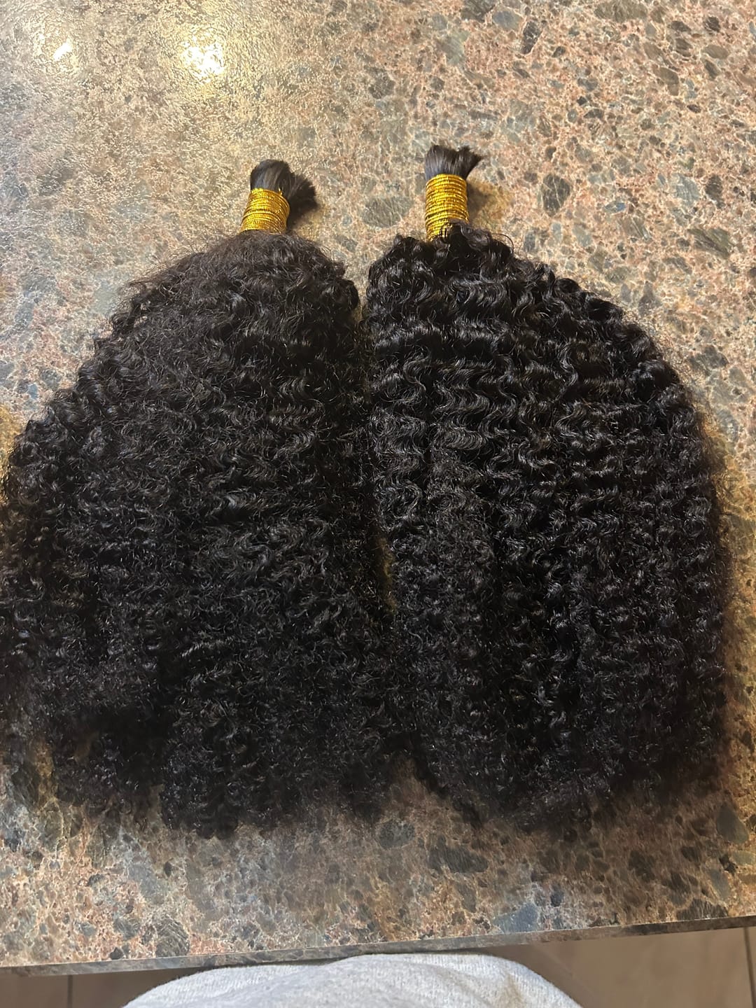 Customer photo review of Multi-Textured Kinky Curly Bulk Hair Extensions for Braiding