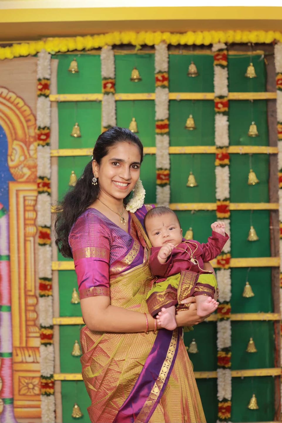 Customer photo review of Green and wine kurta dhoti baby boy ethnic wear