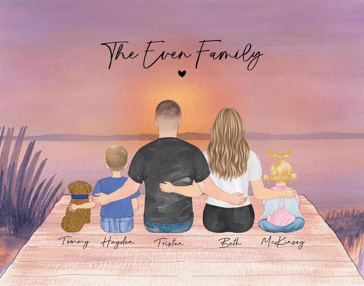 Customer photo review of Custom Family Portrait with Pets & Kids - Our Family Name