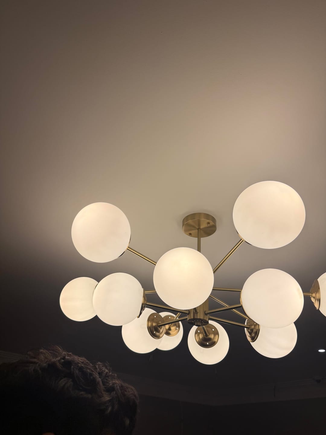 Customer photo review of Opal Glass Globe Sputnik Chandelier