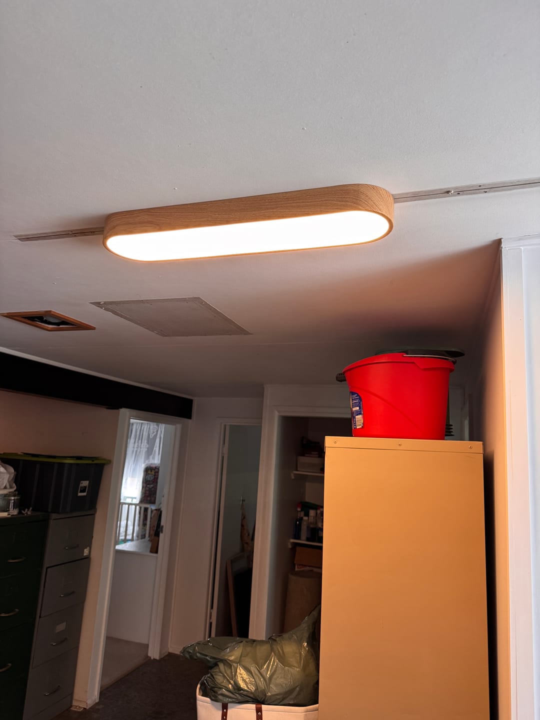 Customer photo review of Nordic 1-Light Oval Shape Led Ceiling Flush Mount With Wood Accent