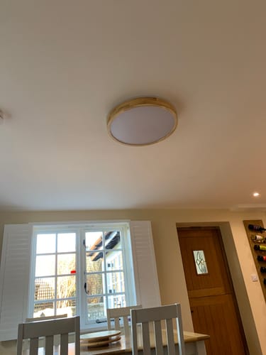 Customer photo review of Scandinavian Dimmable Wood LED Flush Mount Light