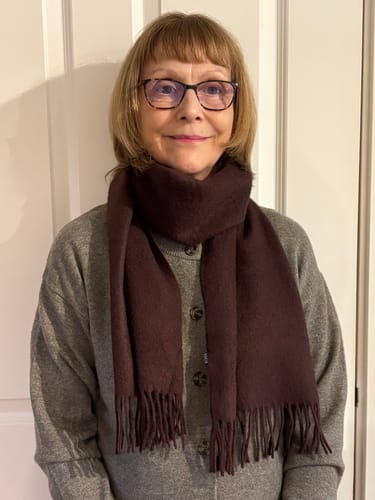 Customer photo review of Chocolate Brown Cashmere Woven Scarf