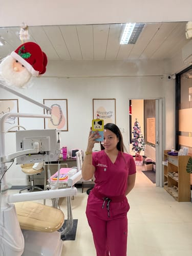 Customer photo review of Jogger MoveTech® Scrub Pants - Women / Orchid Crush