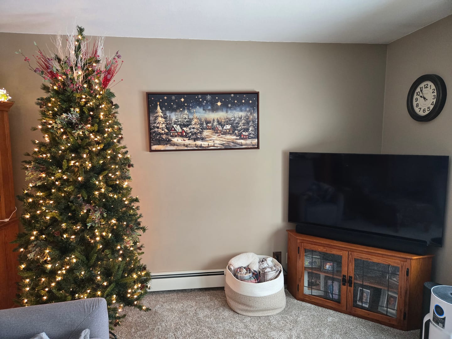 Customer photo review of Snow Covered Winter Village At Night Farmhouse Christmas Over Fireplace Mantel Wall Art