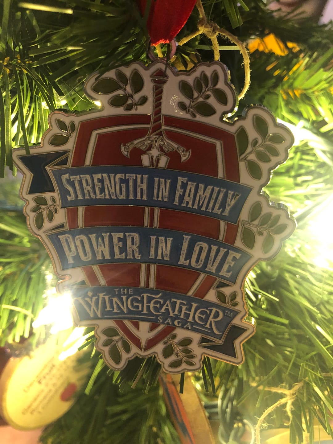 Customer photo review of The Wingfeather Saga Strength in Family Christmas Ornament