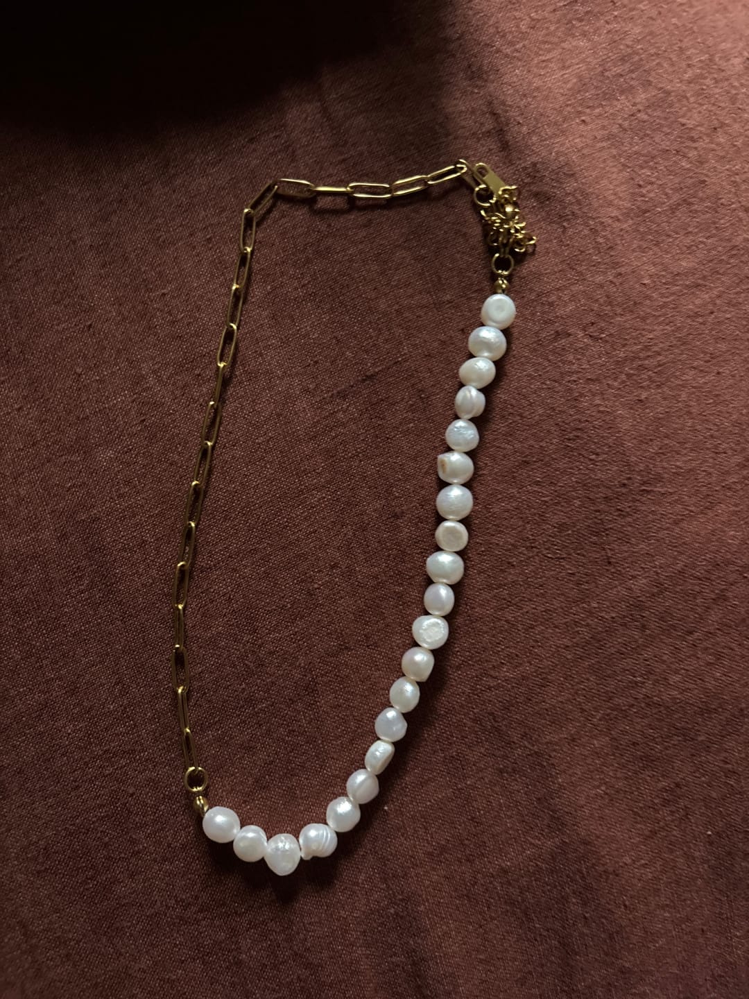 Customer photo review of Rhoni® 14K Gold Paper Clip Pearl Necklace (Bundle)