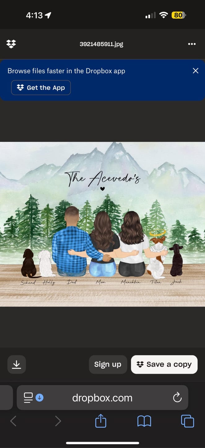 Customer photo review of Custom Family Portrait with Pets & Kids - Our Family Name