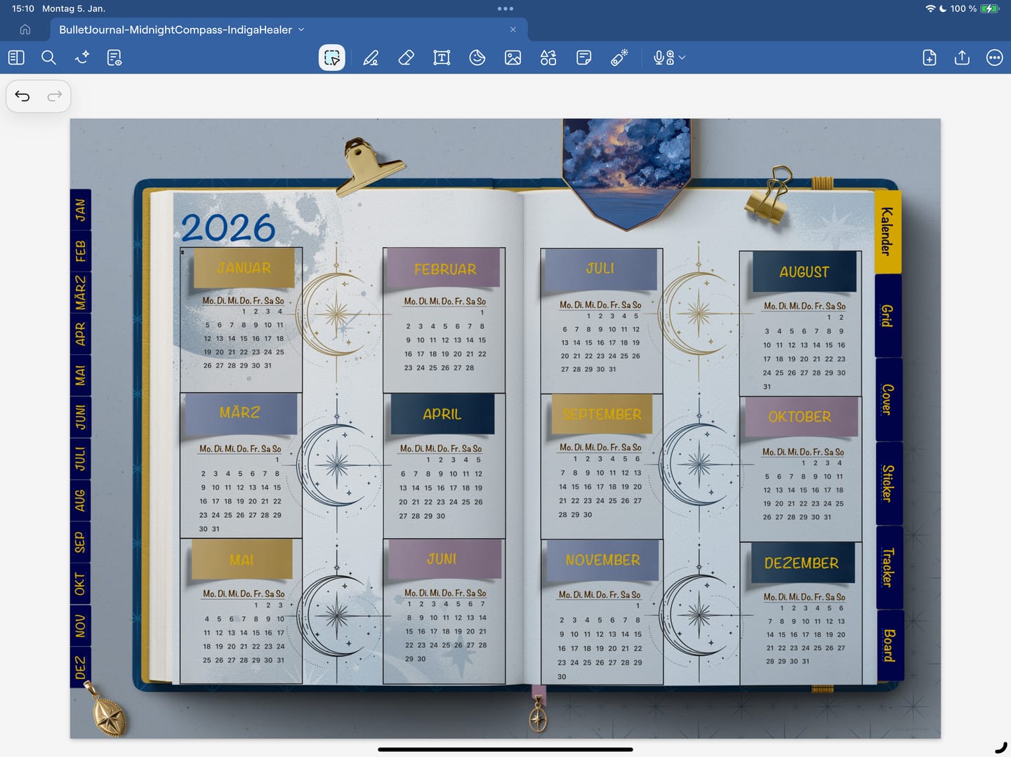 Customer photo review of Digital Bullet Journal - Midnight Compass