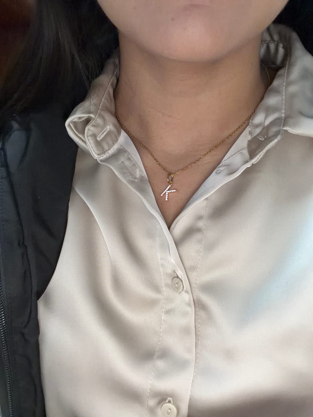 Customer photo review of Collar Inicial Con Zirconias