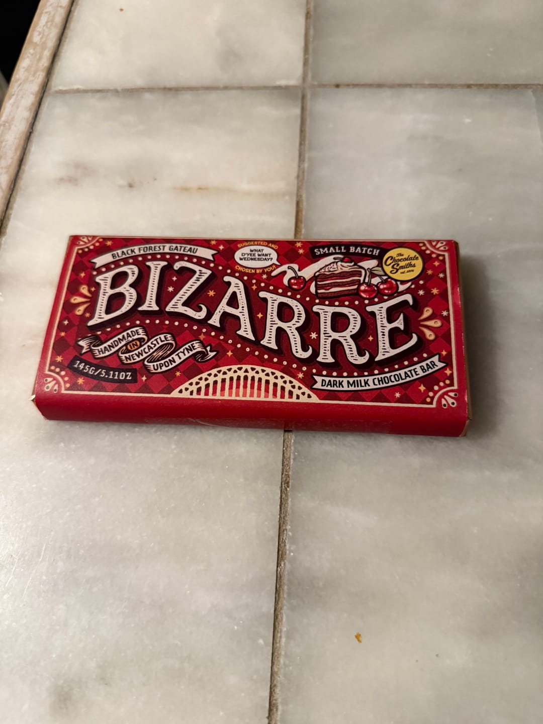 Customer photo review of Black Forest Gateau inspired chocolate bar 145g