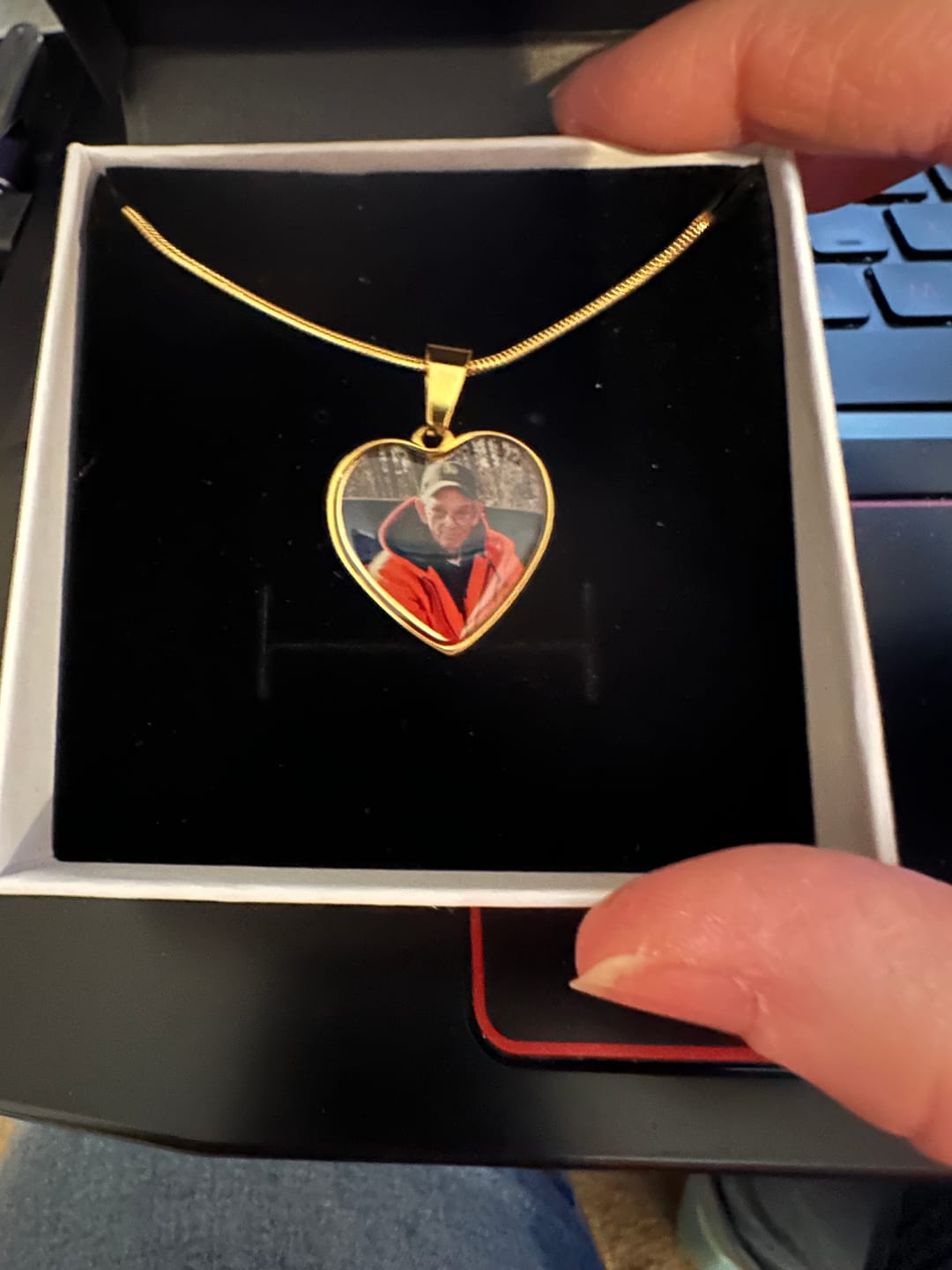 Customer photo review of Photo Engraved Necklace Memorial Gift (Manual Upload)