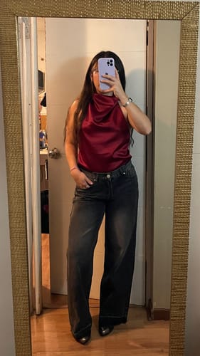 Customer photo review of TOP SATINADO ROJO