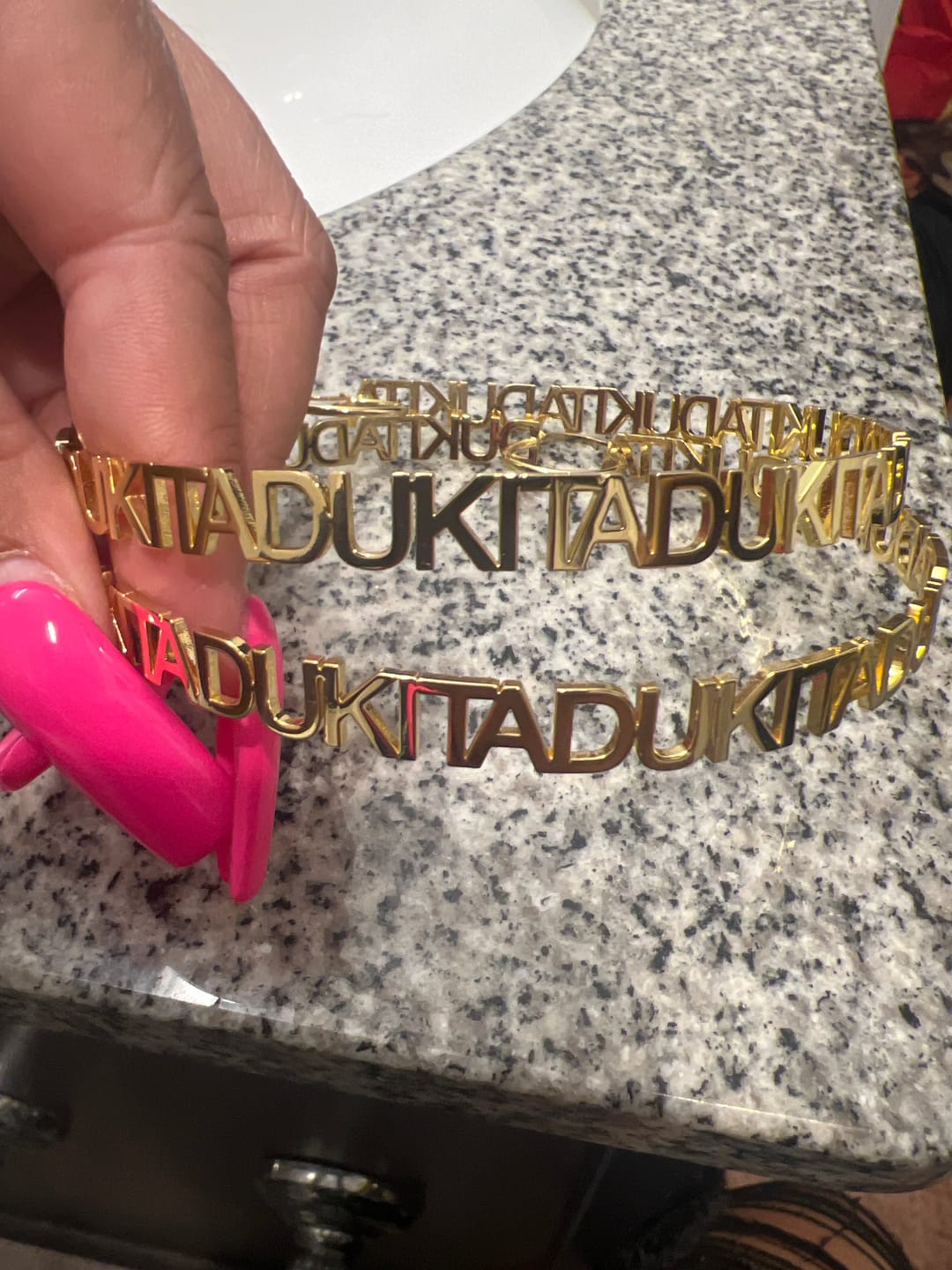 Customer photo review of Hoop Name Earrings