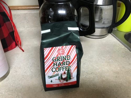 Customer photo review of PREMIUM PEPPERMINT BLEND COFFEE