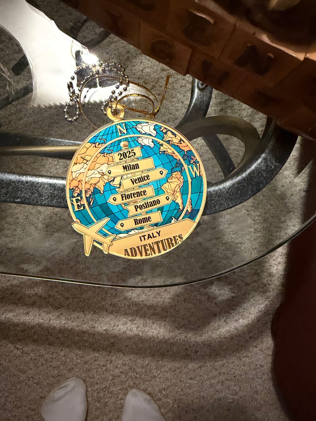 Customer photo review of Personalized Year-Round Adventure Ornament With 1-10 Destinations Name & Year Bring Wonderful Adventure Moments For Travel Lover