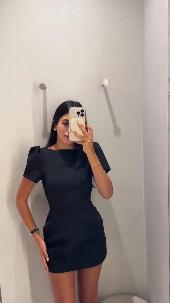 Customer photo review of Darcy Puff Sleeve Mini Dress