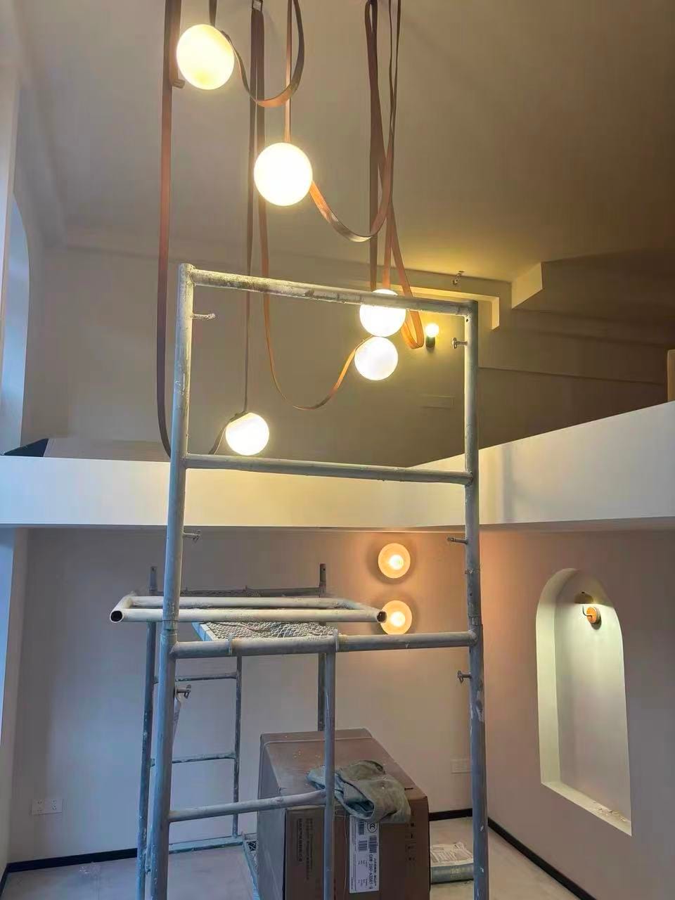 Customer photo review of WOMO Globe Leather Pendant Light-WM2311