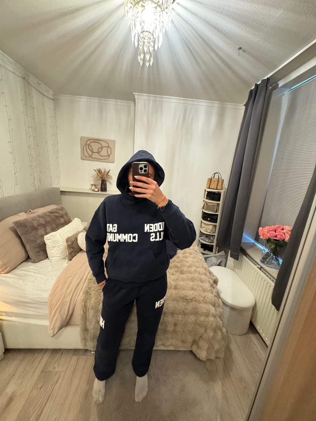 Customer photo review of GATED COMMUNITY STRAIGHT LEG SWEATPANTS NAVY