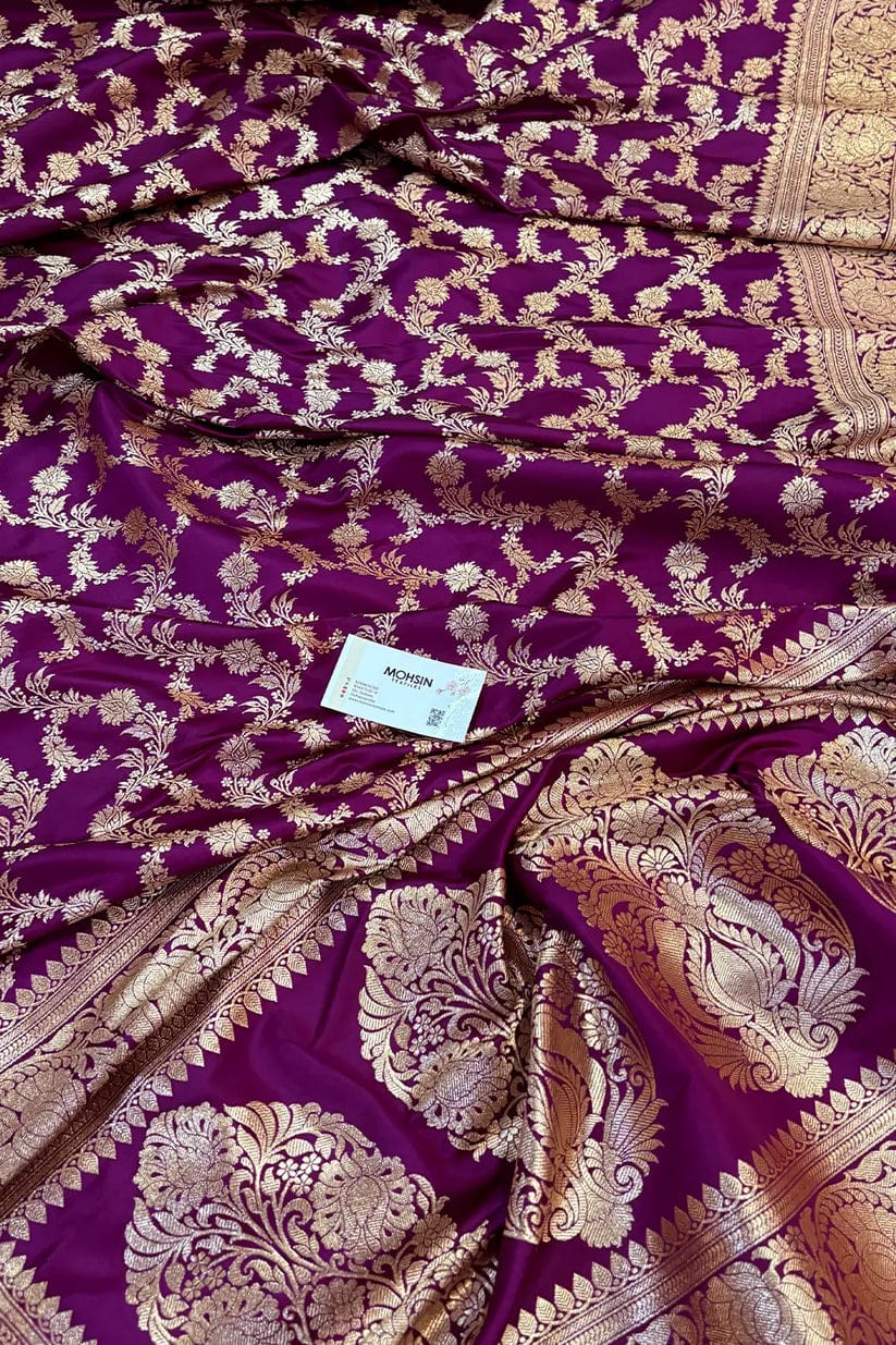Customer photo review of Purple Moglai Jaal Katan Silk Banarasi Saree