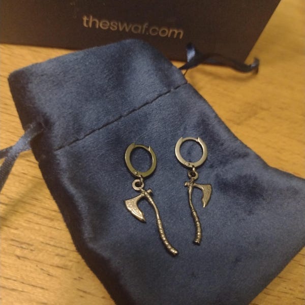 Customer photo review of Nordic Battleaxe Earring