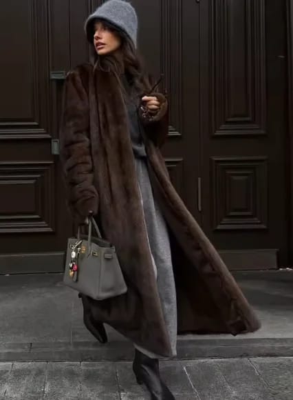 Customer photo review of Suzy Faux Fur Maxi Coat