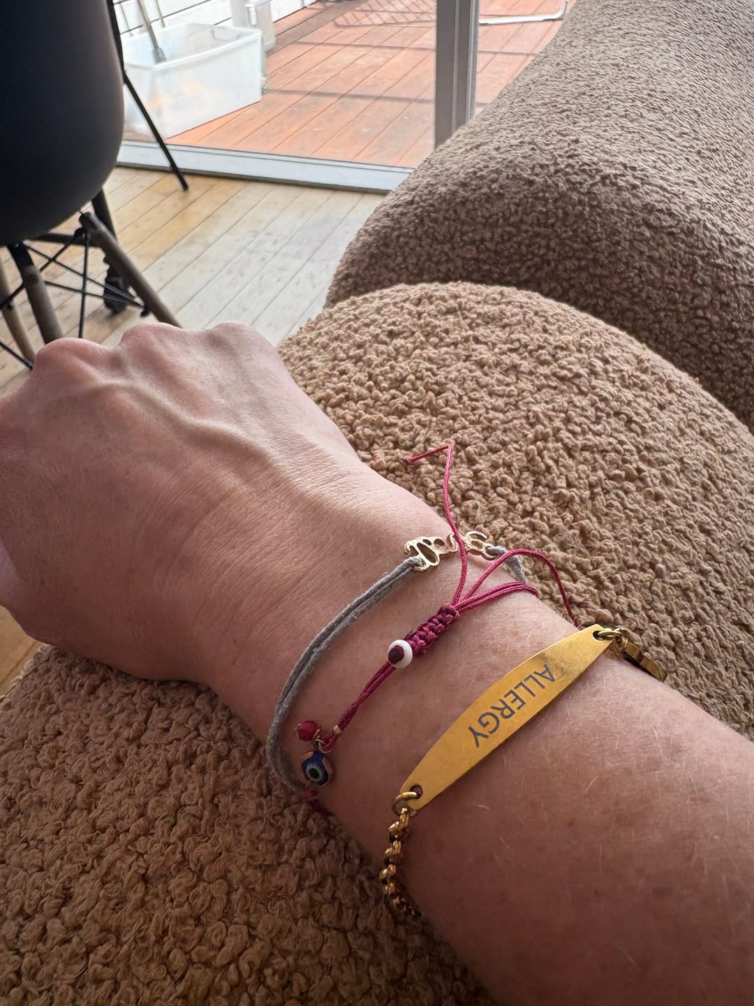 Customer photo review of Gold Colour Medical Alert Bracelet with Medical Charm