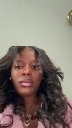 Customer photo review of CurlyMe Layered Cut Pre-Bleached Body Wave Pre-Cut HD Lace Wear Go Glueless Wigs
