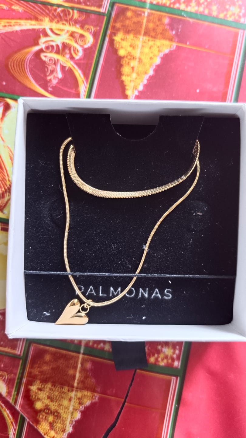 Customer photo review of Dual-Strand Heart Drop Pendant Necklace