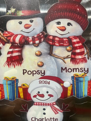 Customer photo review of Couple Snowman Christmas Grandma Grandpa With Grandkids Personalized Decal