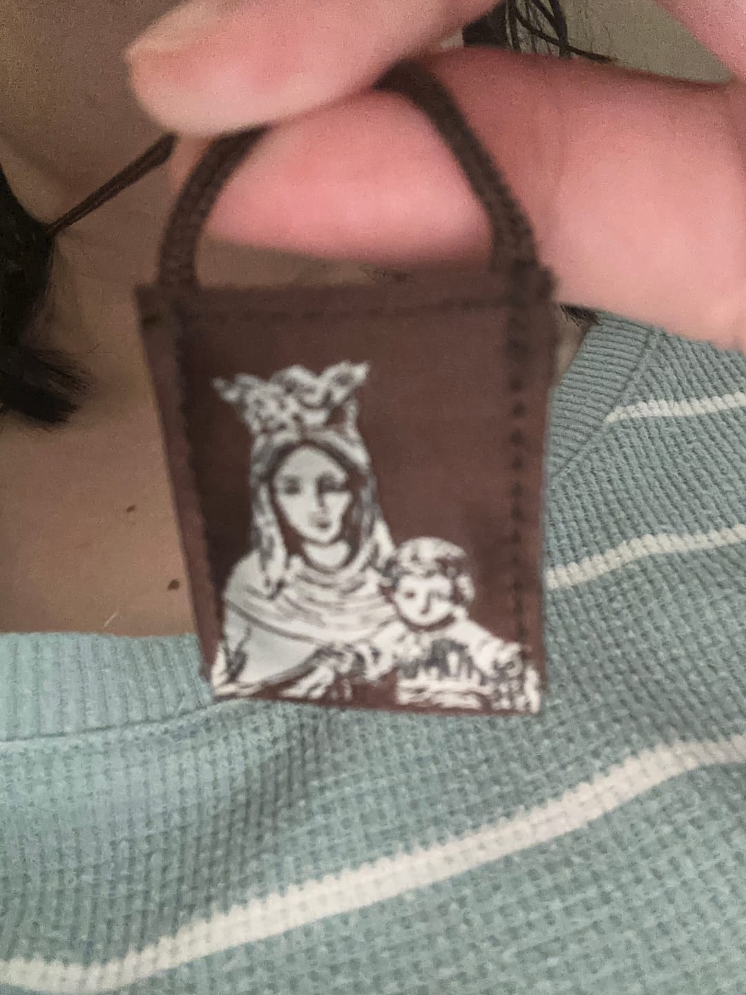 Customer photo review of OLMC Crown of Stars | Our Lady of Mt. Carmel Premium Brown Scapular