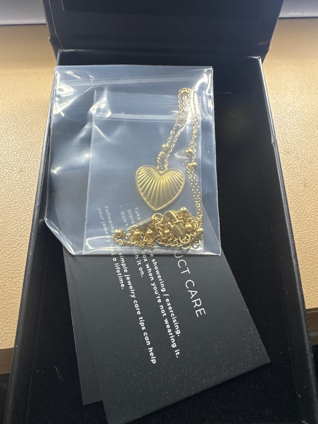 Customer photo review of Heart Pendant Necklace w/ Satellite Chain