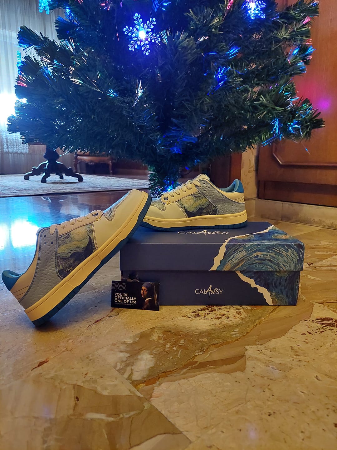 Customer photo review of Van Gogh Starry Night inspired sneakers