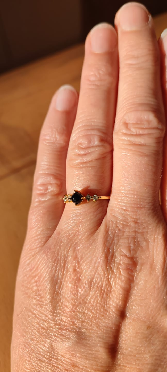 Customer photo review of Obsidian Ring - Perlenschliff rund