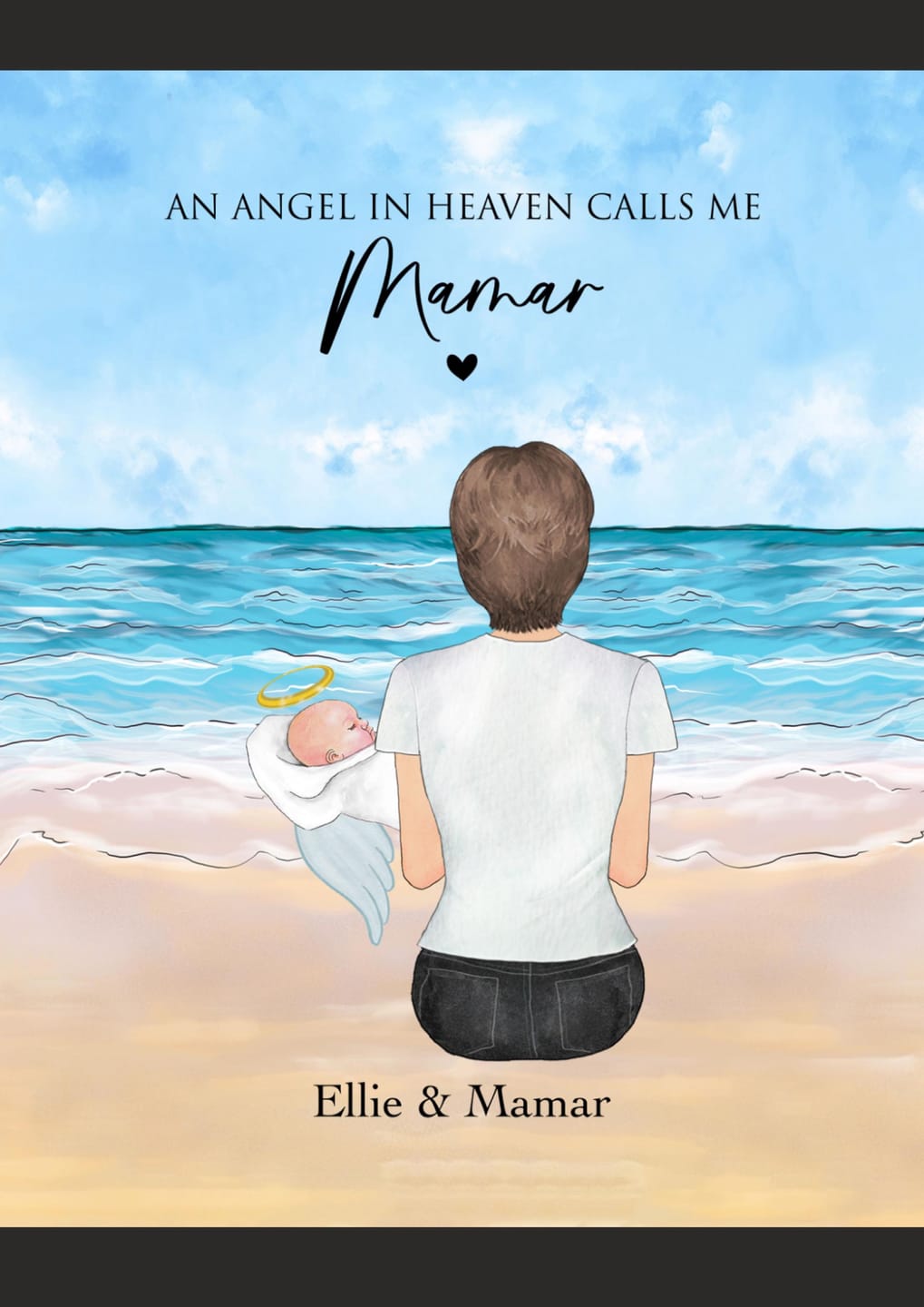Customer photo review of Angel Baby Memorial Art – Personalized Grandma Holding Angel Portrait Print