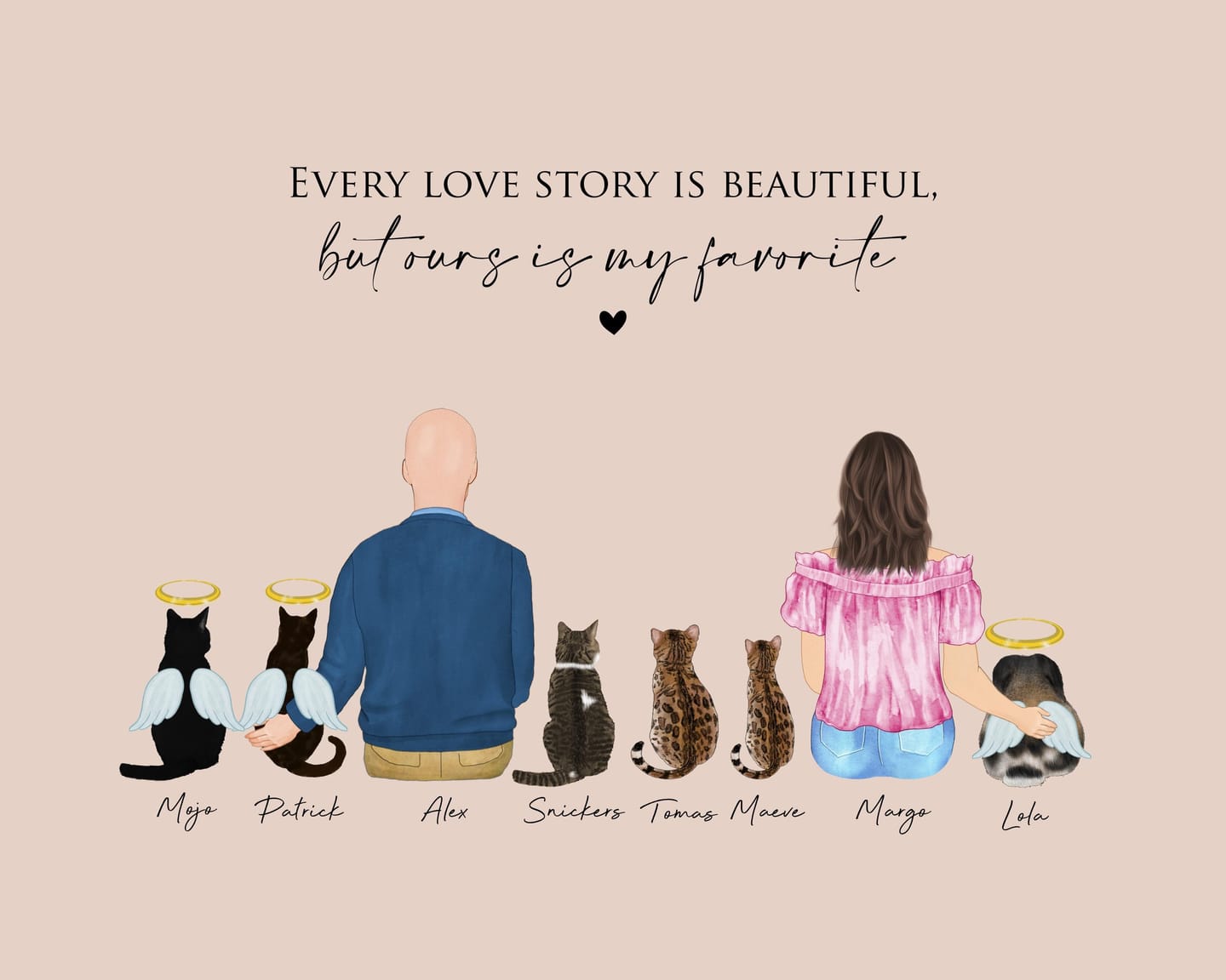Customer photo review of Custom Family Portrait with Pets & Kids - Our Family Name