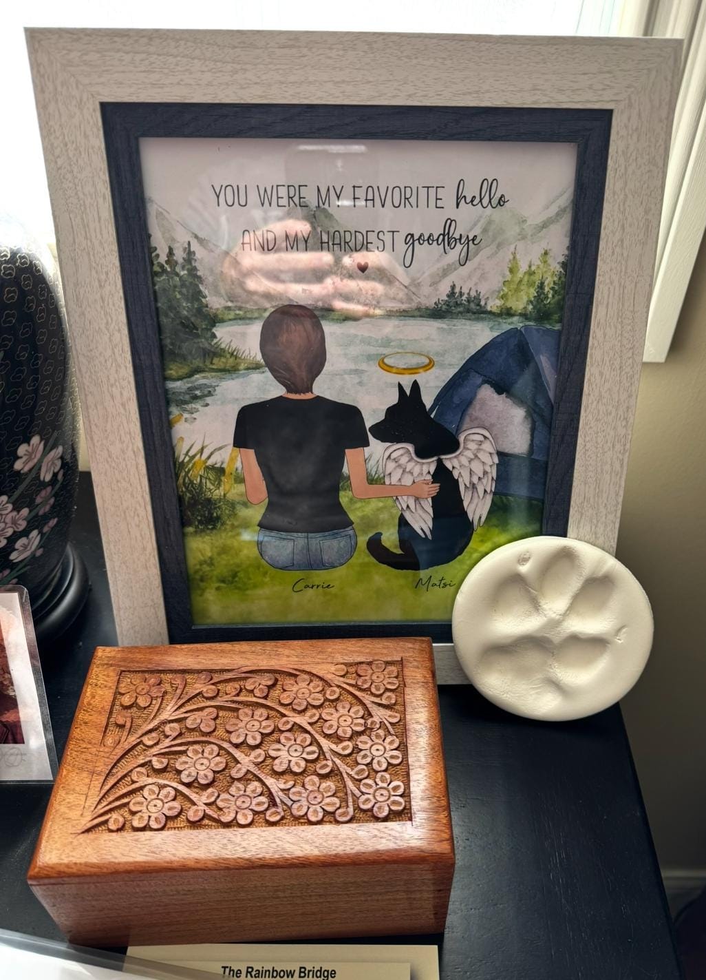 Customer photo review of "You are my favorite hello and hardest goodbye" Dog Memorial Wall Art