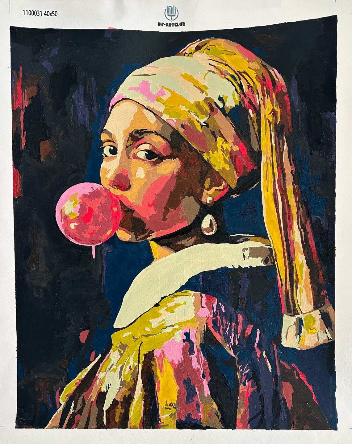 Customer photo review of Girl with a pearl earring Bubblegum | Paint by Numbers