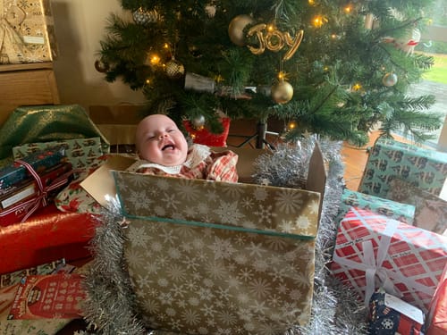 Customer photo review of Heidi Romper || Red Plaid