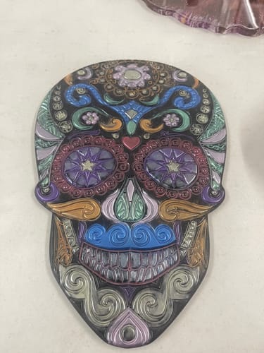 Customer photo review of Sugar Skull Mandala 12x8x3/4" - Silicone Mold