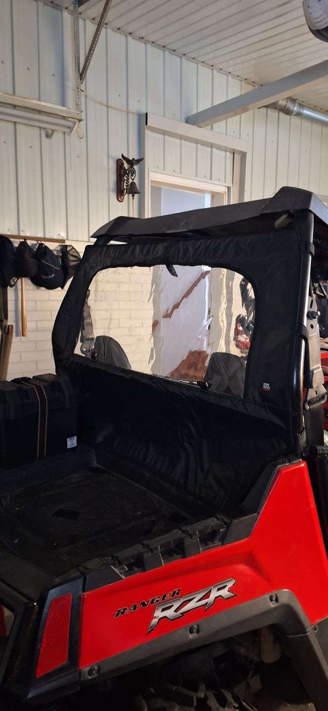 Customer photo review of UTV Rear Windshield with Zipper for Polaris RZR 570, RZR Trail 570