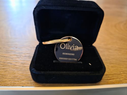 Customer photo review of Dog ID Tag - Rose Gold (With Gift Box)