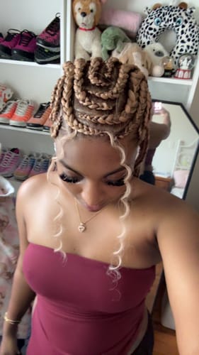 Customer photo review of 22” Pre-Stretched Hair for Braids, Locs & Creative Styles