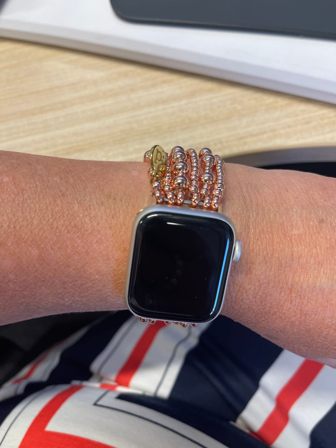 Customer photo review of Rose Gold Serenity Apple Watch Strap