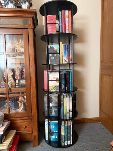Customer photo review of Flycity 3-5 Tier Black Rotating Bookshelf with 360° Spinning Display