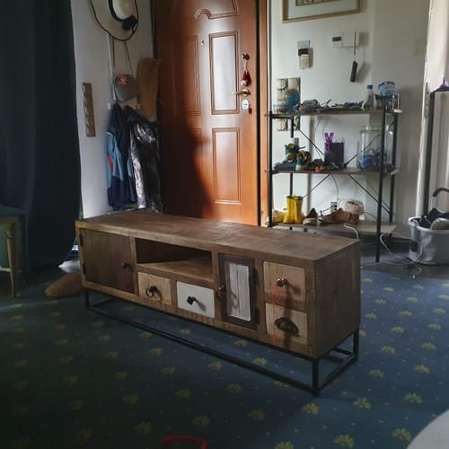 Customer photo review of Ρουστίκ Έπιπλο Τηλεόρασης HiFi Τραπέζι Κονσόλα Χαμηλός Μπουφές από Μασίφ Ανακυκλωμένο Ξύλο 1286506