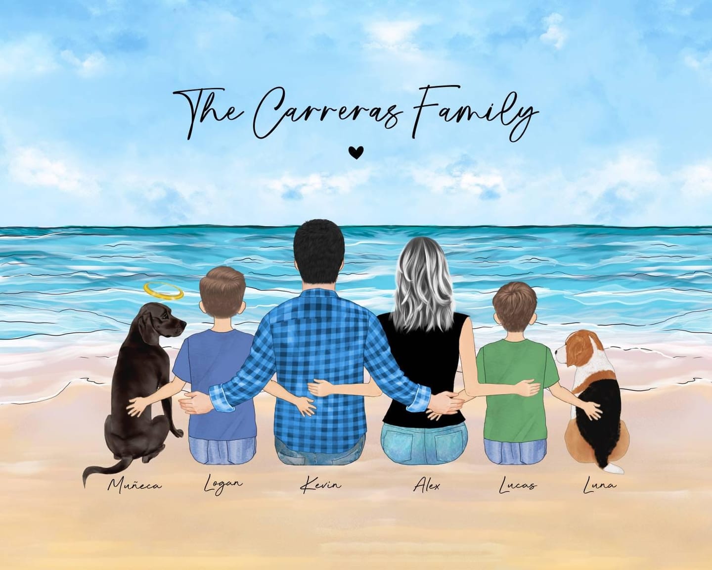 Customer photo review of Custom Family Portrait with Pets & Kids - Our Family Name