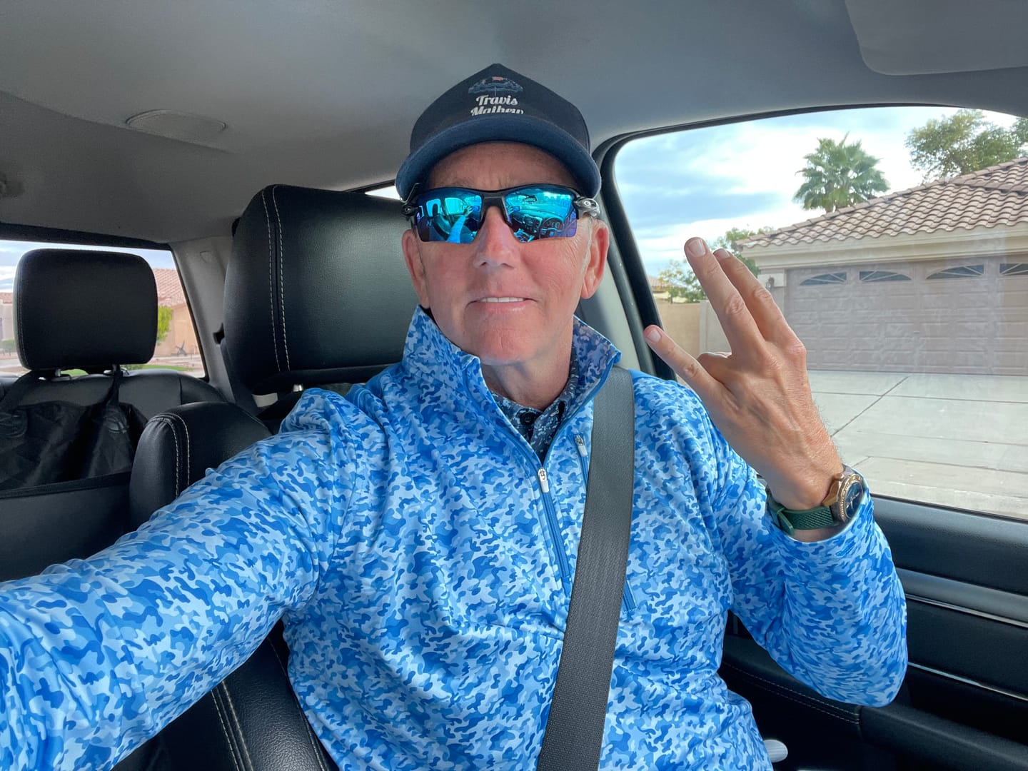 Customer photo review of Blue Camo Quarter Zip