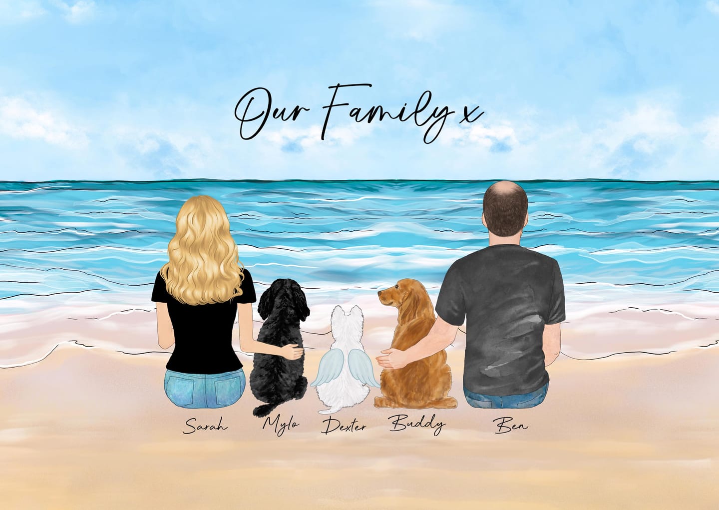 Customer photo review of Custom Couple Portrait – Personalized Pet Art with Lake Background & Keepsake Gift